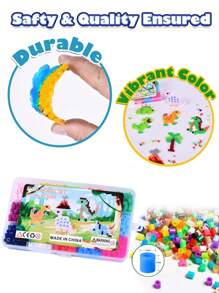 Set di 1.500 perle da stirare da 5 mm, giocattolo educativo fai-da-te per bambini, creativo per la realizzazione di gioielli, include 15 tipi di perle, 6 modelli, carta da stiro, pinzette e 24 accessori colore casuale, adatto per bambini oltre 5 anni, regali di compleanno e festività, creativi mestieri.