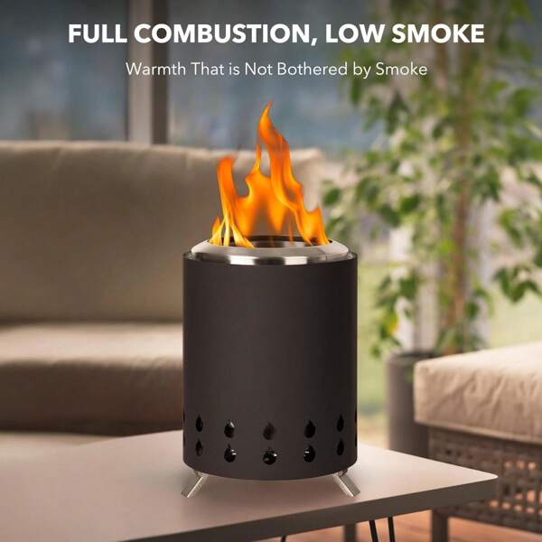 Table Top Firepit, Smokeless Small Fire Pit With Stand, Low Smoke Outdoor Mini Fire Pit For Patio & Indoor, Table Top Fire Pit Bowl, Stainless Steel Fire Pit Wood Burning, 7.8 X 5.9 In