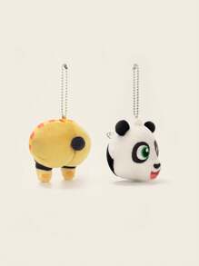 Hasbro Juego de 2 Llaveros de peluche de Kung Fu Panda Po estilo Kawaii (Cabeza + Cola) - Juguetes de peluche miniatura de 3.93 pulgadas | Regalo para cumpleaños | Accesorios lindos