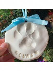 1pc Cat And Dog Paw Print Clay Kit - DIY Keepsake Set With Bracket, Golden Paint, Brush, Mold Box, Letter Mold, And Ribbon For Pet Birthday Gift, Material: Clay, Includes 2 Bags Of Printing Clay