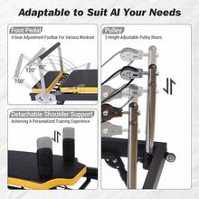 Huisuilinss Pilates Reformer,75" Foldable Pilates Machine & Equipment For Home Use And Gym Workout,Fit For Advanced And Beginners Users,Up To 250 Lbs Weight Capacity,Dual Resistance (Springs + Bands) - Black and White - View 3