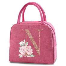 1pc Insulating Lunch Bag A To Z Letter Print Women Cooler Handbags Student Thermal Lunch Bags For Work Thermal Bag For Women Insulated Refrigerated Lunch Box Bag For Man Picnic Bag Fridge Bag Name Initials Pattern Cooler Lunch Box Ice Pack Storage Bag Back To School School Stuff Bag For School Lunch Bag For Women Cooler Bag Picnic Accessories School Accessories - Pink - View 16