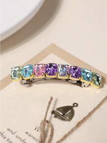1pc The Sparkling Rhinestone Fixed Spring Clip And Delicate Gold Edge Light Up The Shape, Suitable For All Travel Matches