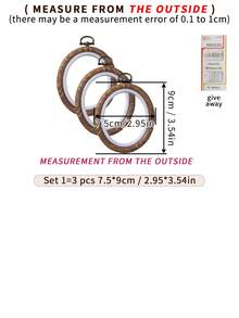 3 حلقات تطريز بنمط خشبي بيضاوي على الطراز القديم لل- DIY، إطارات تطريز، إطارات تنجيد، حلقات معلقة لصنع حلم، متوفرة ب- 6 أحجام، مصنوعة من ABS و PVC مع خطافات معدنية لديكور المنزل والهالوين والكريسماس والمفاتيح والحقائب والمكاتب والسيارات، تشمل 16 إبرة