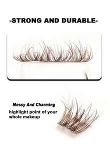 Rikuaild 80pcs Brown Fluffy False Eyelashes, D-Curl Lifting & Moisturizing Effect, Delicate Criss-Cross Faux Mink Lashes, Natural & Lengthening Eyelash Clusters, Individual Lashes - D - View 4