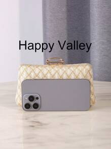 Elegant Metallic Chain Strap Clutch Purse, Minimalist Fashion Women Evening Bag For Weddings, Formal Parties, Galas And Gifting