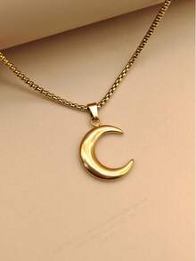 1 件金色月亮吊坠油压新月吊坠项链
