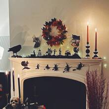 1 Stück Halloween Hexe Banner, Halloween Party Zubehör, Horror Halloween Kamin Hängende Girlande, Vintage Halloween Inneneinrichtung, Ziehflagge Party Papier Schwalbenschwanz Flagge, Halloween Thema Banner Heim Dekoration Halloween Dekoration Herbst Dekoration Raumdekoration