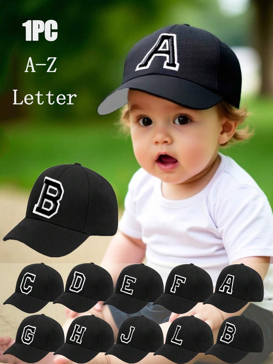 1件嬰兒幼兒棒球帽 可調節 A-Z 字母防曬帽，適合戶外活動與日常使用，生日禮物帽