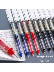 Generic 8Pcs Rolling Ball Pens, Quick-Drying Ink 0.5 Mm Extra Fine Point Pens, Liquid Ink Pens, Rollerball Pens, 3 Colors Ballpoint Pens Set For Home Study Office(Black*4, Red*2, Blue*2)