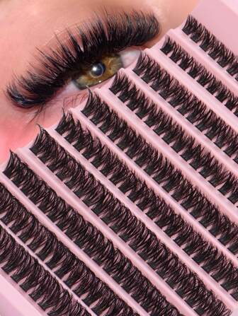 200PCS Single Eyelash Cluster 80D Pink Tray Russian Curl Curl 8-16mm DIY Eyelash Cluster Appearance & Fine & Soft & Ultra Soft & Ultra Light Reusable Single Segment False Eyelashes Beginners Use At Home Or On The Go Daily Life & Dates & Parties & Music Festivals & Halloween & Easter & Thanksgiving & Mother's Day & Back-To-School Season