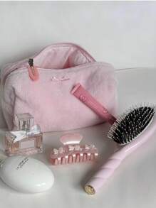 Bolsa de cosméticos con estampado floral delicado, bolsa de tocador portátil de gran capacidad para viajes, bolsa de maquillaje con lindo patrón para niñas para guardar lápiz labial y toallas sanitarias, artículos esenciales para viajes, vacaciones, verano, regreso a la escuela, bolsa para la escuela, bolsa de viaje para mujeres, bolsa de maquillaje para viajes