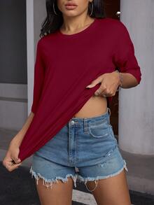 Áo thun nữ cỡ lớn in theo yêu cầu, có thể in số, tên/chữ/số may mắn ở cả mặt trước và mặt sau, áo thun tay ngắn dáng rộng, áo thun in khẩu hiệu theo yêu cầu mùa hè, thích hợp làm đồ du lịch. - Màu Đỏ Sâu - Xem 7