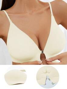 3pcs/Set Women Spaghetti Strap Underwire Bra With Front Closure, Cross Back Design And Seamless For Cleavage And Support, Large Bust