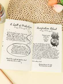 1 件复古“巫术咒语书” - 复杂的黑色和金色设计，带有蝴蝶图案，适合记笔记、生日礼物和桌面游戏、生日贺卡、巫术装饰、万圣节、学校用品、返校 - 彩色 - 查看 4