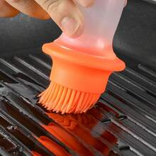 1 pieza Pincel de silicona para aceite con tapa, para untar aceite, salsa, bistec, parrilla, herramienta de cocina