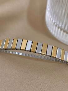 1 Stück Mehrfarbiges elastisches Armband Edelstahl Armband für Frauen Silber Armreif für Alltag, Party, Hochzeit, Geburtstag, Schmuckgeschenke
