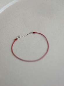 BALMORA 1 pieza Cadena de estilo vintage de plata esterlina 925 con cadena roja minimalista elegante para uso diario de mujeres, regalo de joyería de amistad