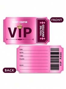 24/12/6 pezzi - Inviti per feste di compleanno a doppio design reversibile con buste, inviti per feste VIP per il cinema, decorazioni per feste di compleanno a tema, inviti per feste di compleanno a doppia faccia con buste, materiali per regali di inviti per feste VIP per il cinema (rosa rosso)