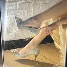2025 New Bridal Shoes For Women Champagne High Heels Wedding Shoes Xiuhe Wedding Dress Two-Way Crystal Shoes - Champagne 6cm - View 6