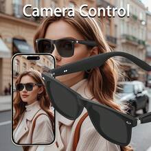 SENBONO 新款智能触控无线眼镜 - 可穿戴技术，配备触控板控制、高保真音质、内置麦克风和无线连接功能，适用于音乐、装饰眼镜、通话和户外活动 - 男女皆宜的完美礼物，适合钓鱼、高尔夫、驾驶、骑行、散步、海滩度假等各种场合。 - 黑色 - 查看 3