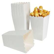 10 件白色爆米花盒、迷你纸质爆米花容器、派对和节日用纸板爆米花架