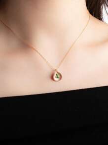 Folli Follie Necklace For Women Jewelry Gift For Women 925 Sterling Silver Cubic Zirconia Waterdrop Gamstone Pendant Necklace For Women For Gift