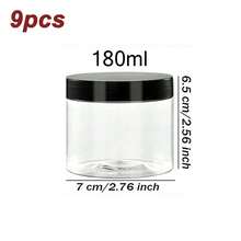 9pcs 7cm Diameter Plastic Storage Jars With Lids, Paints, Creams, Masks, Eye Cream, Face Cream PET Wide Mouth Clear Sample Packaging Bottles, Travel Cosmetics Containers - Black and White - View 19