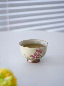1pc Ceramic Daisy Flower Cup, Gray Glazed, Teacup For Home Tea Drinking, Master Cup, Kung Fu Tea Set, Applicable For Office Tea Table, Tea House Back To School - Daisy - View 13