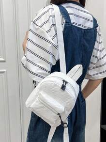 حقيبة ظهر صغيرة جديدة من قماش القطيفة الأحادي اللون ذات طبعة نمر أنيقة، تصميم عصري رياضي متعدد الاستخدامات ملائم للسفر والمدرسة ذو طابع بسيط للسيدات شنطه جامعه شنط جامعات شنطة ظهر للسفر حقيبه جامعه