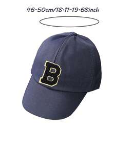 1pc Kids 26 Letter Embroidered Baseball Cap, Gold Thread Letter Design, Korean Style Snapback Hat, Sun Protection Cap For Boys & Girls, 1-3 Years Old - Navy Blue - View 10