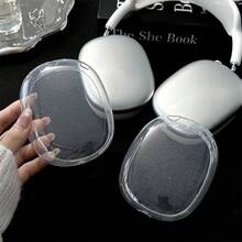 1 Pair Glitter White Transparent Minimalist Headphone Protective Case, Soft Shell, Compatible With Apple Max, High Transparency, Full Coverage