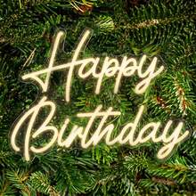 Happy Birthday Neon Sign - Festive Neon Celebration Signs For Parties And Decorations - Wall Mountable, Level 10 Dimmer Switch, USB Powered, - Preferred For Gifts - Warm White - View 3