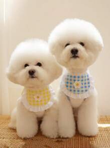 1pc Pet Daisy Plaid Bib, Cute Dog Bandana, Stylish Drool Bibs Suitable For Small/Medium Dogs And Cats