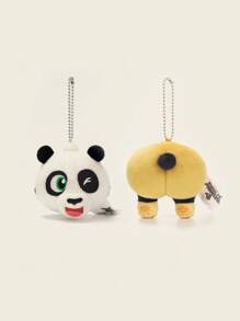 Hasbro Juego de 2 Llaveros de peluche de Kung Fu Panda Po estilo Kawaii (Cabeza + Cola) - Juguetes de peluche miniatura de 3.93 pulgadas | Regalo para cumpleaños | Accesorios lindos