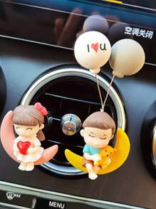 2pcs Cute Couple Doll Decorations For Car Interior, Fit For Dashboard, Air Vent, Display