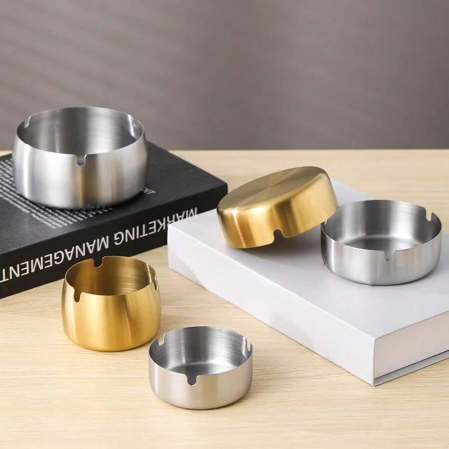 1pc Stainless Steel Ashtray, Durable & Easy To Clean, Available In Multiple Sizes, Suitable For Different Occasions