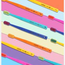 5支/盒糖果色软毛牙刷，高密度成人抗菌牙齿护理牙刷，不同颜色，独立包装