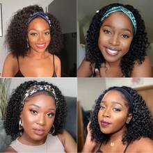 200% Density Deep Curly Headband Wigs Ready To Wear Wigs Water Wave Curly Glueless None Lace Frontal Wigs Glueless Full Machine Made Hair Wigs For Beginners Women Daily Use Natural Black Color Jerry Curly Natural Curly Wigs For Halloween Parties, Holidays And Cosplay Christmas - Natural & Black - View 4