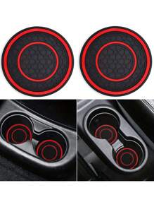 2 piezas Premium Almohadilla antideslizante de silicona de 2.75 pies para el panel de control central - Goma de alta calidad, a prueba de polvo, diseño a juego en rojo y negro - Perfecto para proteger el interior de tu automóvil