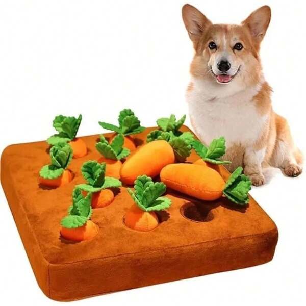 Jouets pour chiens Tapis renifleur carotte pour chiens et chats Jouet de puzzle avec carottes pour petits, moyens et grands animaux de compagnie interactifs. Soulagement du stress, jouets à mâcher pour chiens.
