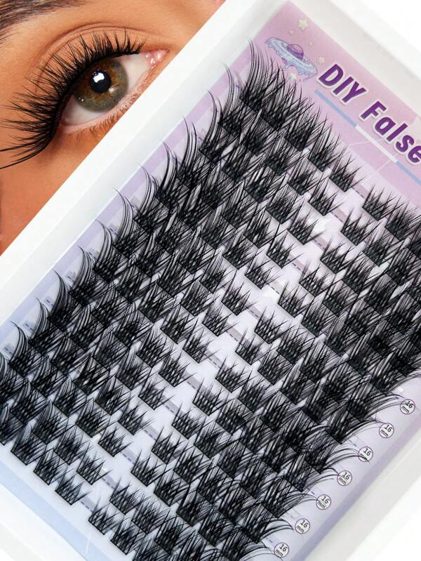 Hinarin Hinarin 140 Pcs C Curl Cluster Lash Extension Natural Look 8-16mm Mixed Fox Eye Lashes Extensions Crossed Wispy Left And Right Eye Individual Clusters Eyelashes For Women Eyes