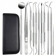 牙科工具、牙签清洁套装、舌头清洁器、不锈钢牙签套装 - 可重复使用,便携式储物盒,方便户外野餐、露营、旅行和日常使用 - 銀色 - 查看 6