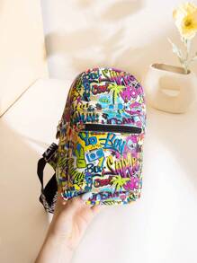 Fashionable Full-Print Casual Graffiti Pattern Women Sports Casual Crossbody Bag