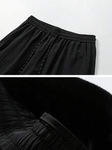 男士休闲工装裤，多口袋薄款户外阔腿裤，秋季 - 黑色 - 查看 6