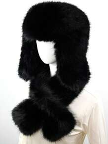 1顶加厚仿狐狸毛猎帽,帽子围巾套装,适合秋冬季户外活动,保暖百搭,可用于徒步、滑雪、骑行和日常佩戴,复古亚克力渔夫帽,保暖内衬飞行员帽,万圣节礼物 - A - 查看 27