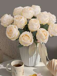 1/3/6支装人造火焰玫瑰，白色，适合母亲节装饰、婚礼季、毕业礼物、烛光晚餐装饰、学校宿舍办公室装饰、户外派对活动节日生日派对装饰、家居入口酒店餐厅客厅卧室婚礼厨房花园装饰、情人节装饰、复活节、春夏装饰，四季皆宜。 - 白色 - 查看 11