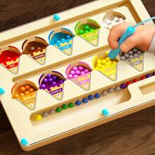 Laberinto magnético de color y número, rompecabezas magnéticos de madera con dinosaurios y helados, juguetes Montessori, actividades para niños pequeños de conteo y clasificación de colores, desarrollo de habilidades motoras finas, juguetes educativos para preescolares, regalo de Acción de Gracias, Navidad y Pascua
