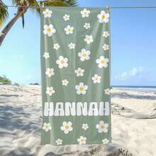 Customized Daisy Name Beach Towel, Personalized Letter Swimming Pool Towel, Cartoon Flower Signature Beach Towel, Vacation Gift, Picnic Towel,Vacay Vibes