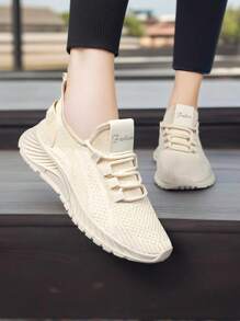 1 Pair Women's Casual Sports Shoes, Soft Upper, Non-Slip Sole, Skin-Friendly Material Conforms To Feet, Shock-Absorbing Outsole, Lightweight For Comfortable Walking